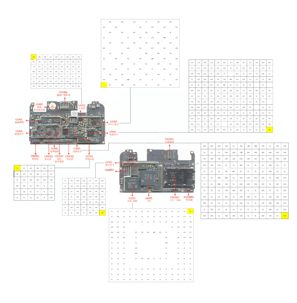 R9SPlus 对地阻值图 重要芯片脚位阻值图(OPPOR9SPlus原厂维修图纸).pdf-第1页.png