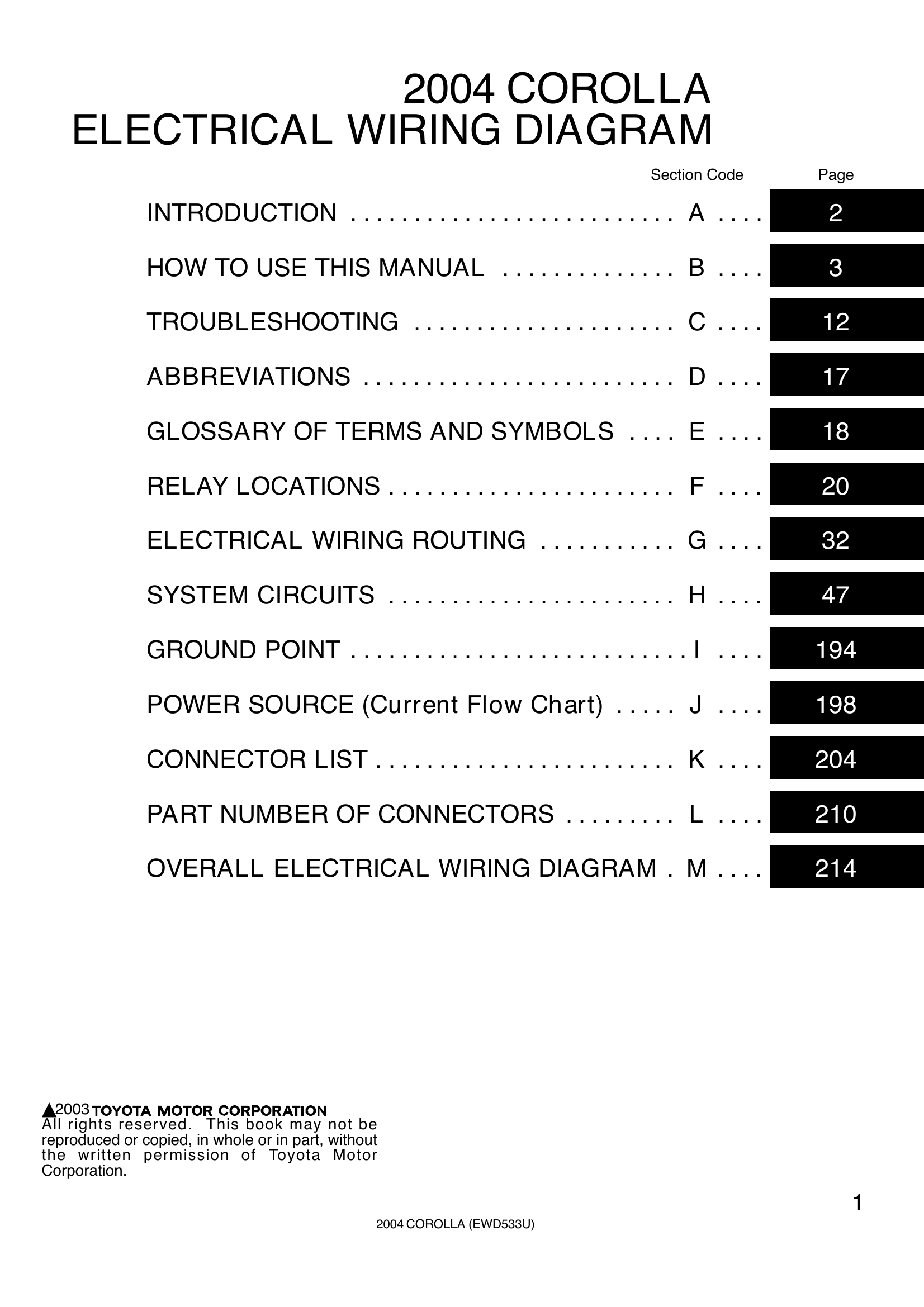 2004丰田COROLLA电路图册 288E (2).pdf-第2页.png