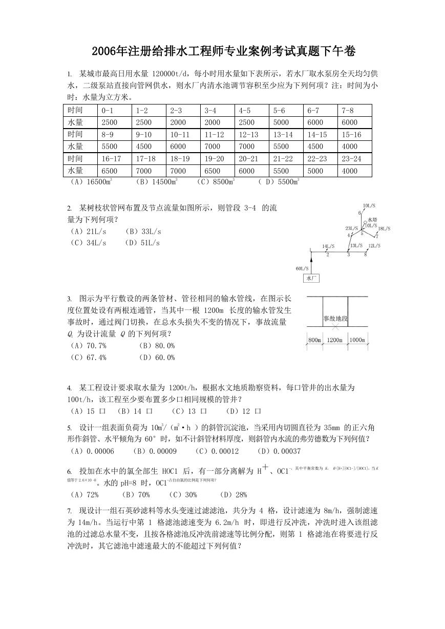 2006年注册给排水工程师专业案例考试真题下午卷.doc