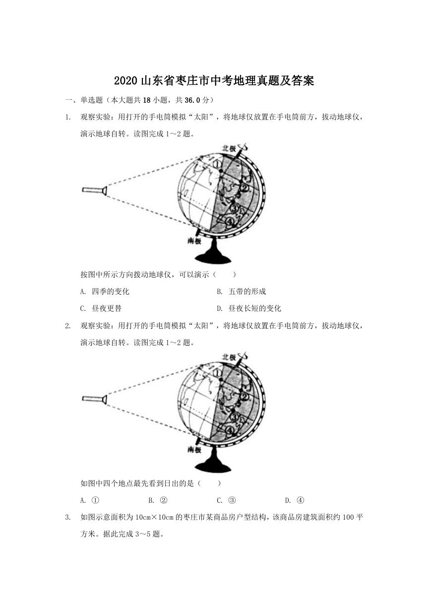 2020山东省枣庄市中考地理真题及答案.doc