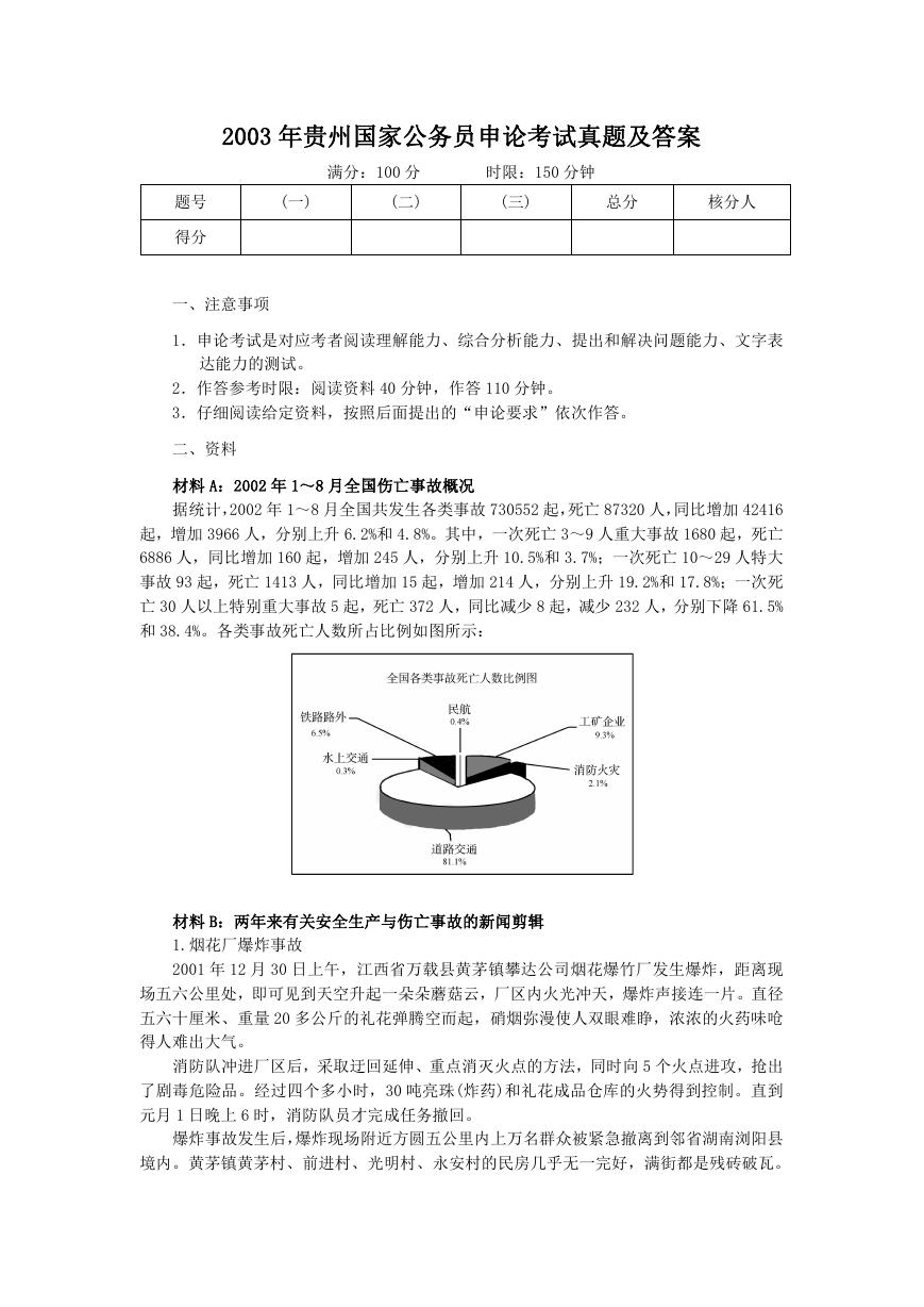 2003年贵州国家公务员申论考试真题及答案.doc