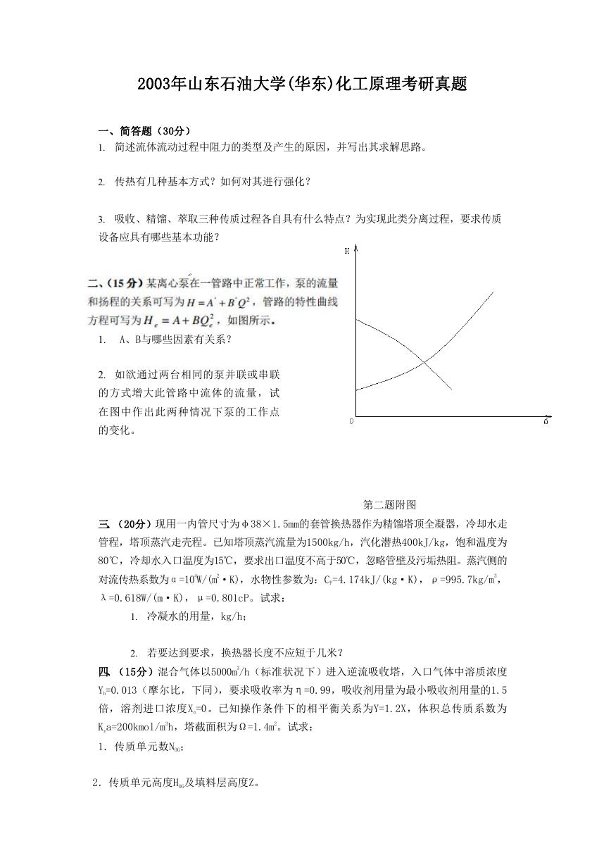 2003年山东石油大学(华东)化工原理考研真题.doc