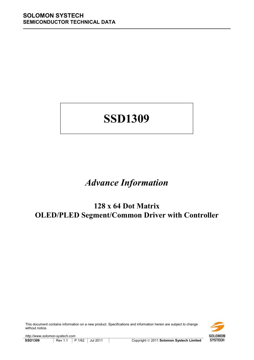 SSD1309 手册(SSD1309Datasheet).pdf