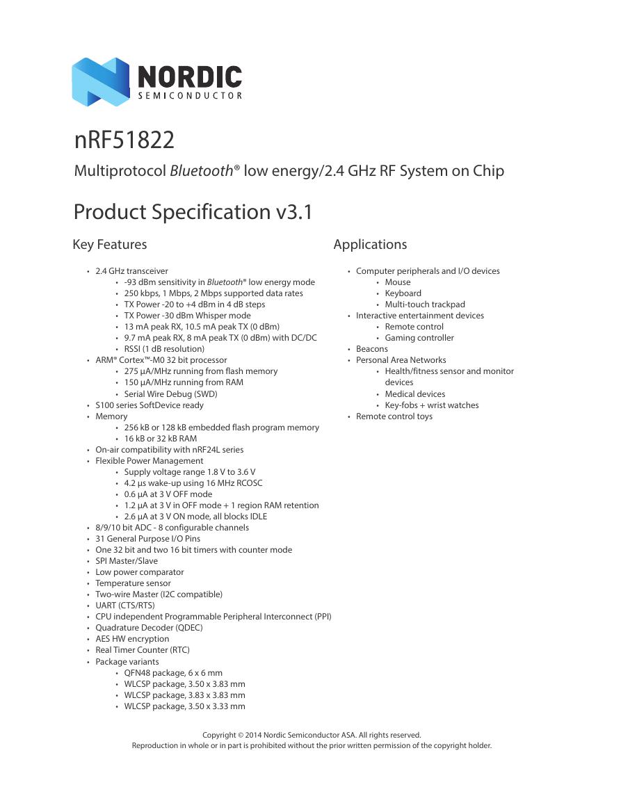 NRF51822_PS_v3.1(NRF51822_PS_v3.1).pdf
