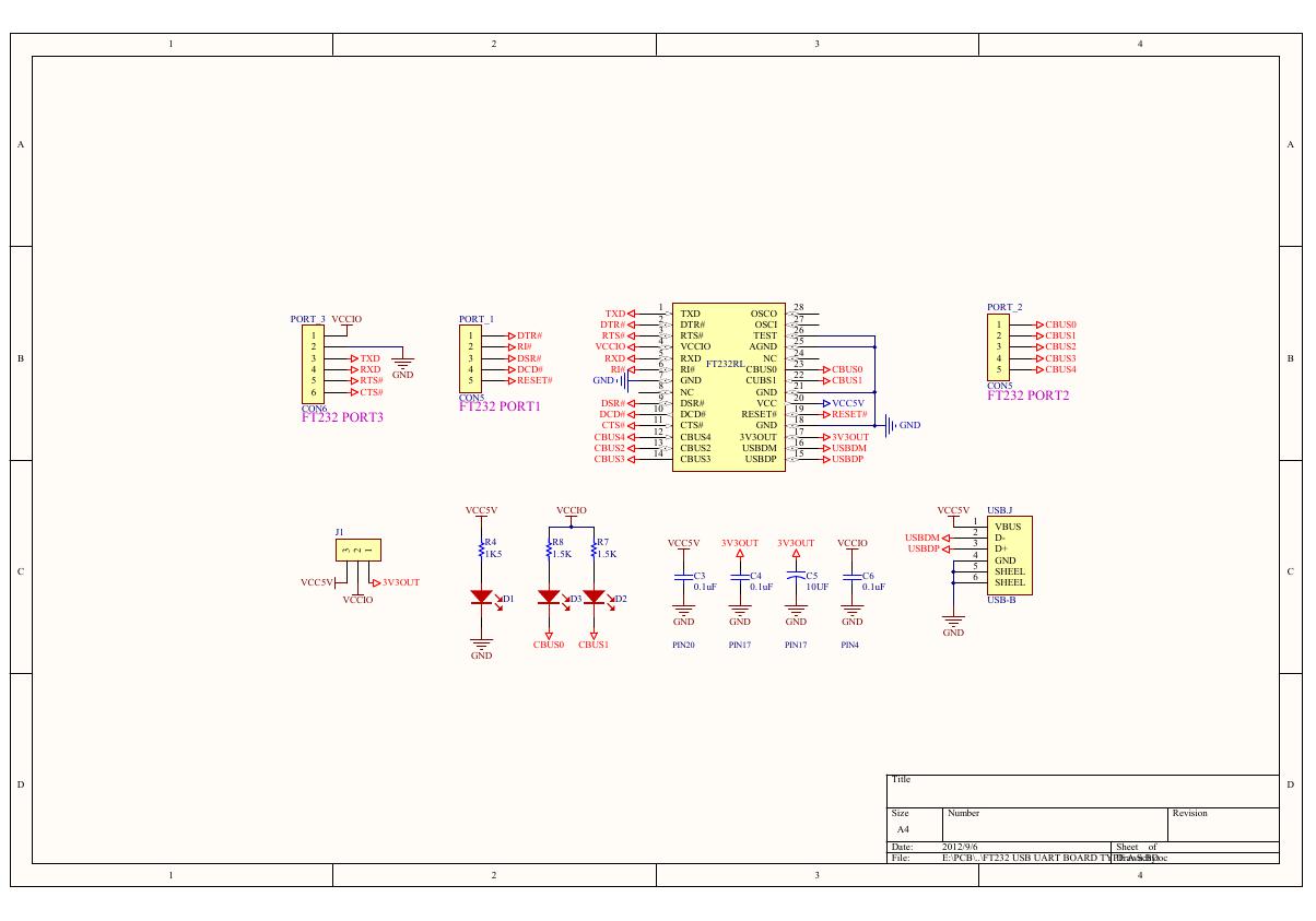 FT232 USB UART Board原理图(FT232-USB-UART-Board-type-A-Schematic).pdf
