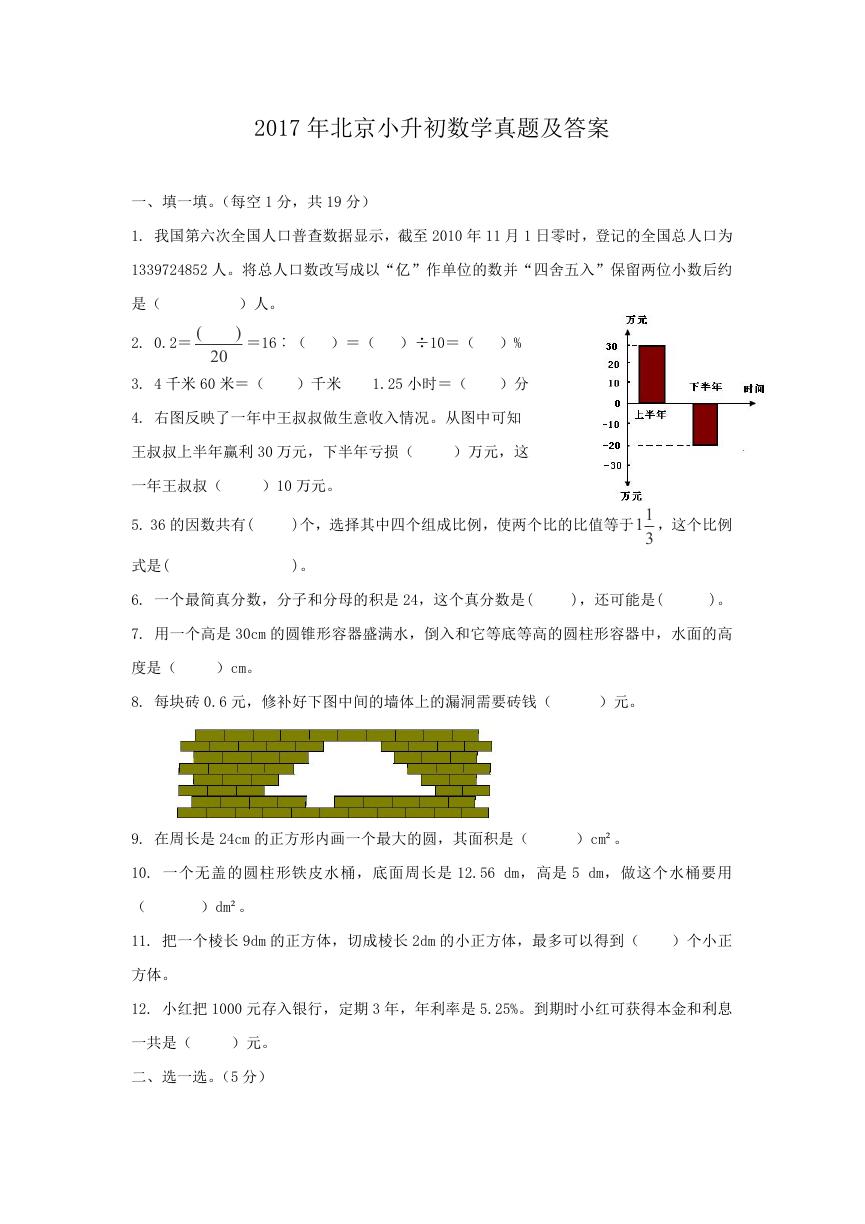 2017年北京小升初数学真题及答案.doc