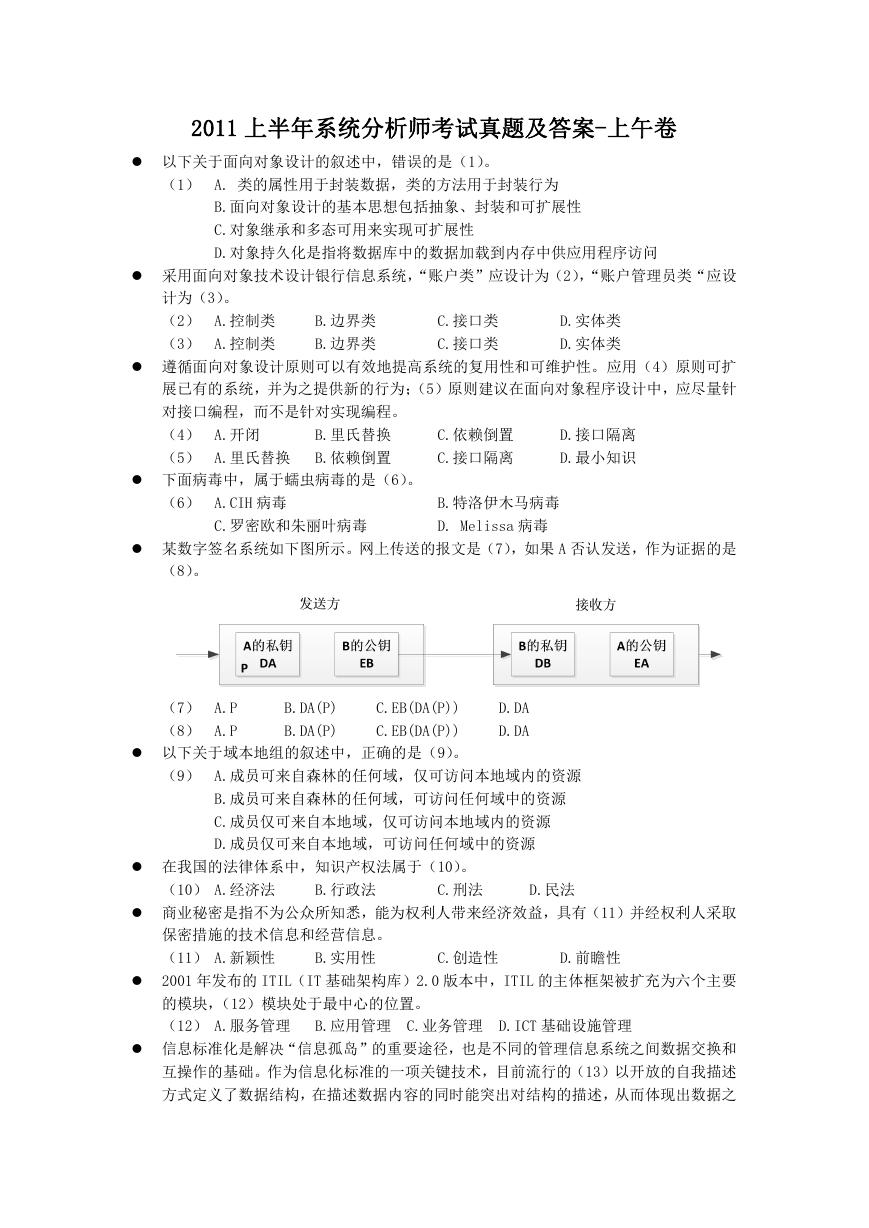 2011上半年系统分析师考试真题及答案-上午卷.doc