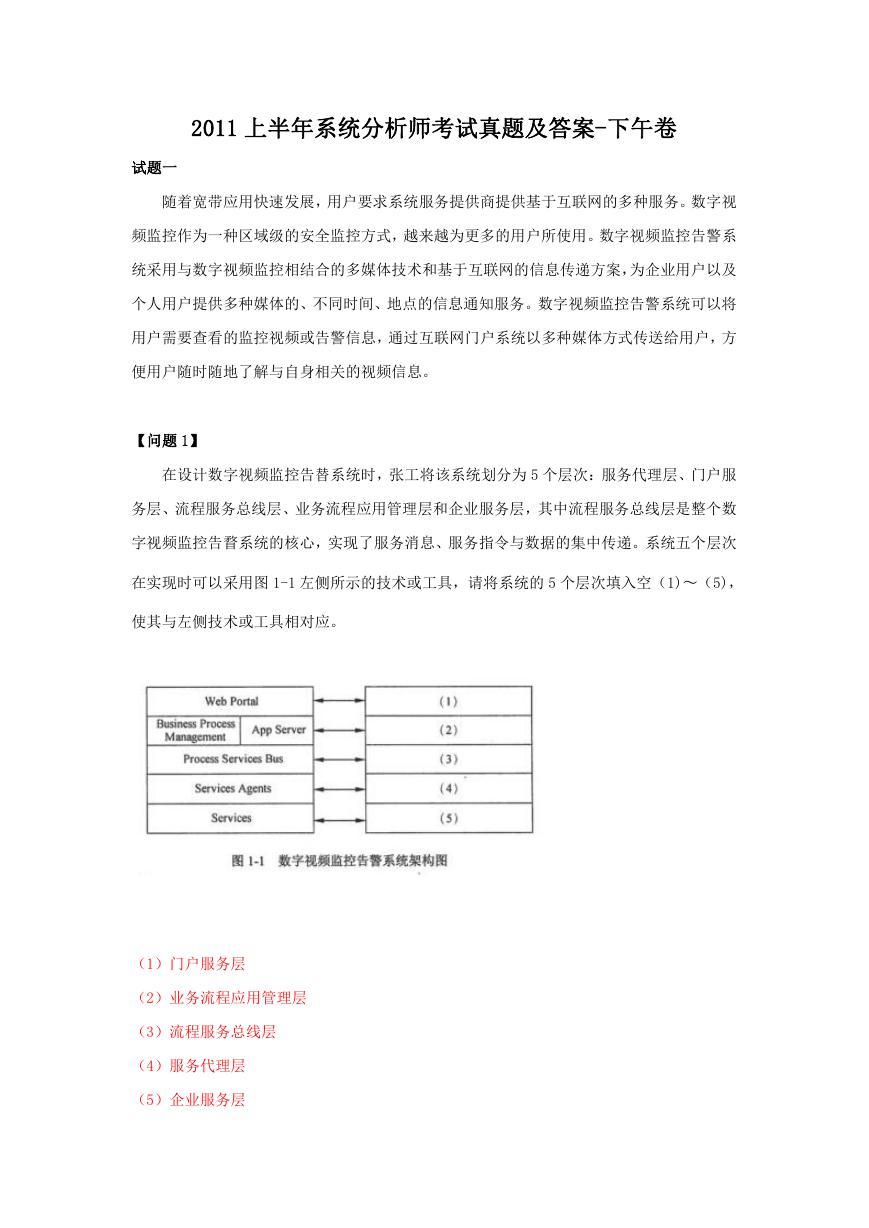 2011上半年系统分析师考试真题及答案-下午卷.doc