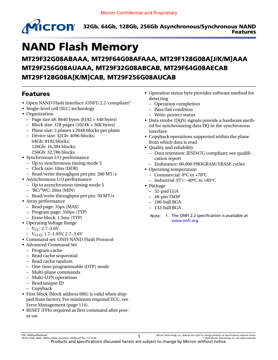 镁光FLASH DATA SHEET 128G.pdf