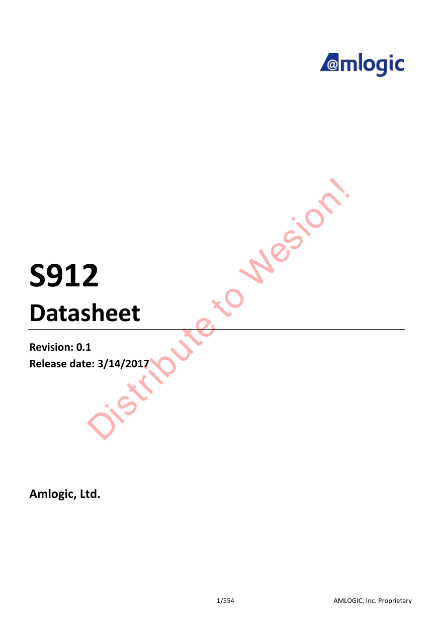 晶晨 Amlogic S912 Datasheet 针脚数据资料.pdf