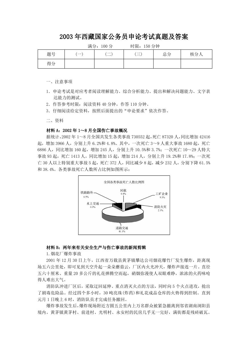 2003年西藏国家公务员申论考试真题及答案.doc