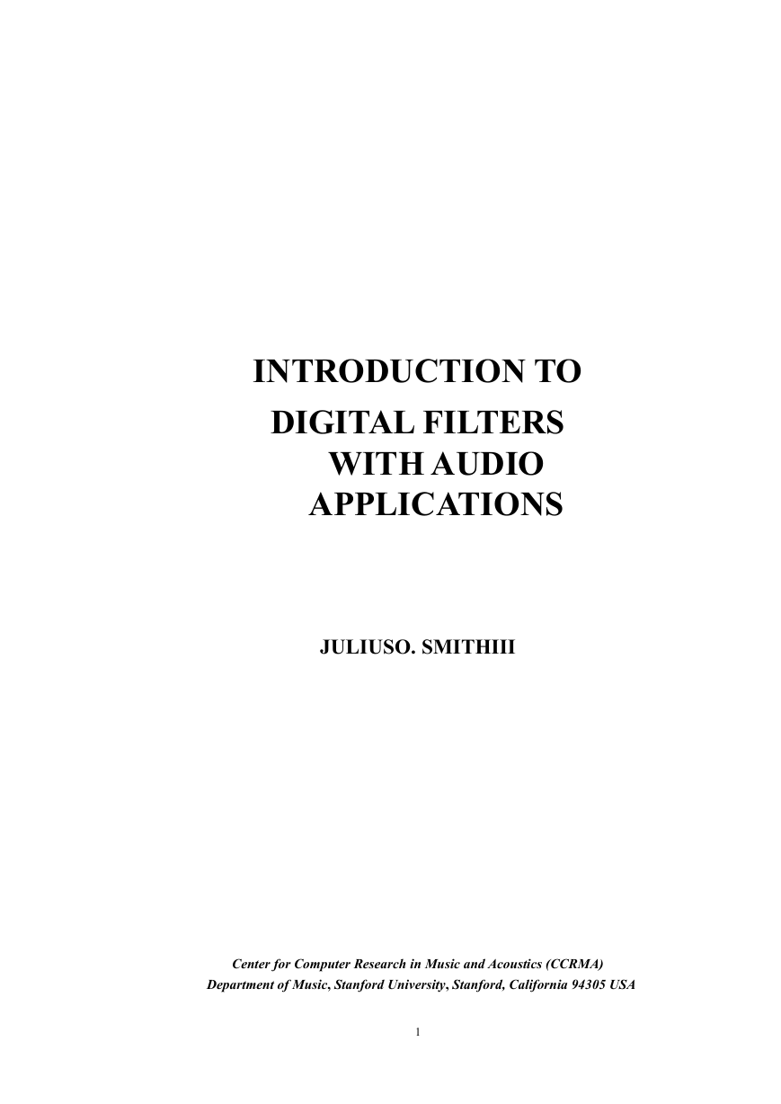 JULIUSO. SMITHIII《INTRODUCTION TO DIGITAL FILTERS WITH AUDIO APPLICATIONS》.doc