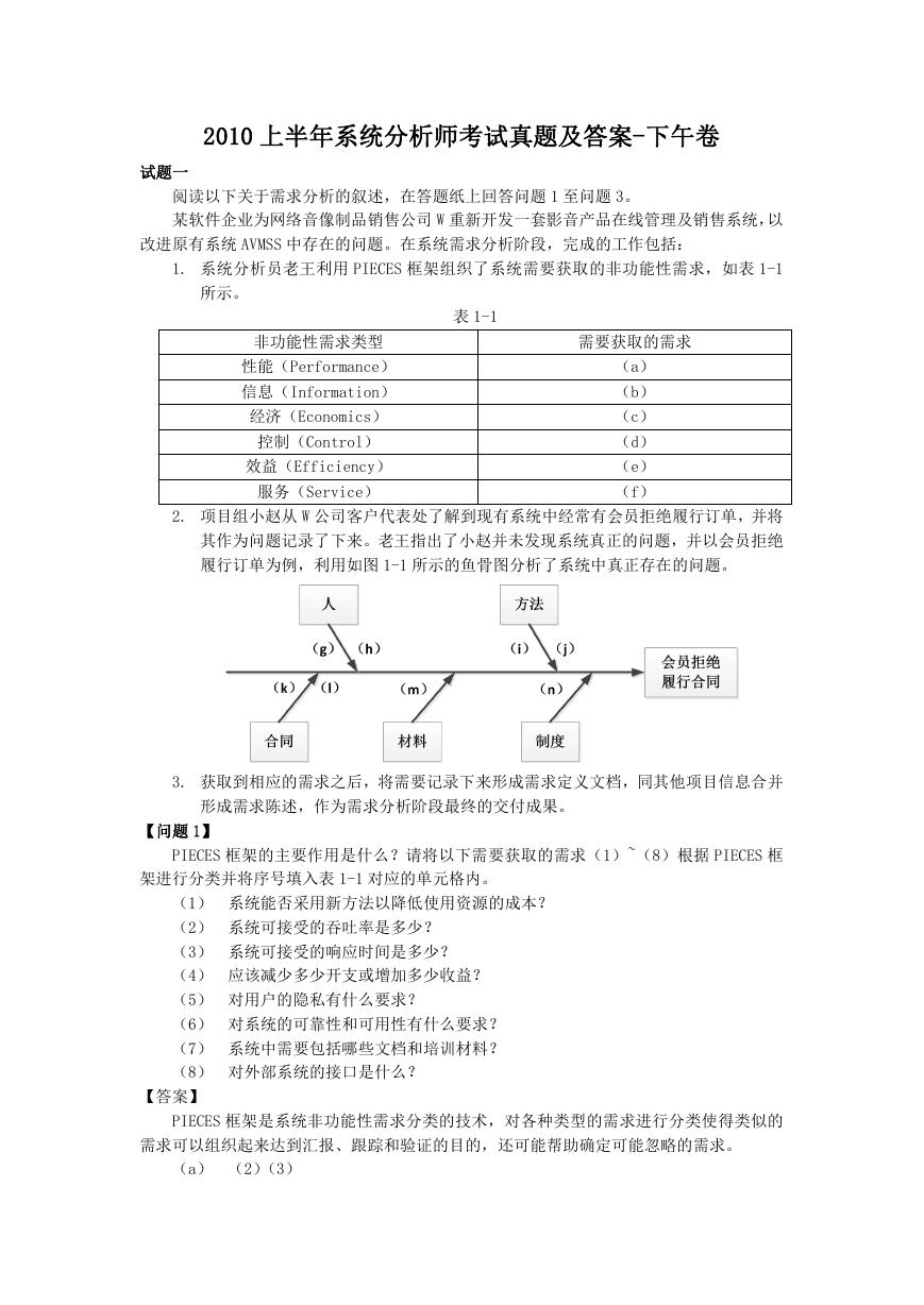 2010上半年系统分析师考试真题及答案-下午卷.doc