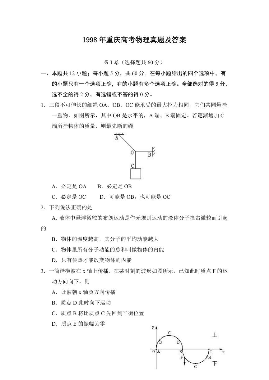 1998年重庆高考物理真题及答案.doc