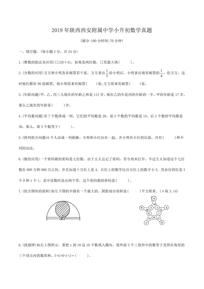 2019年陕西西安附属中学小升初数学真题.doc