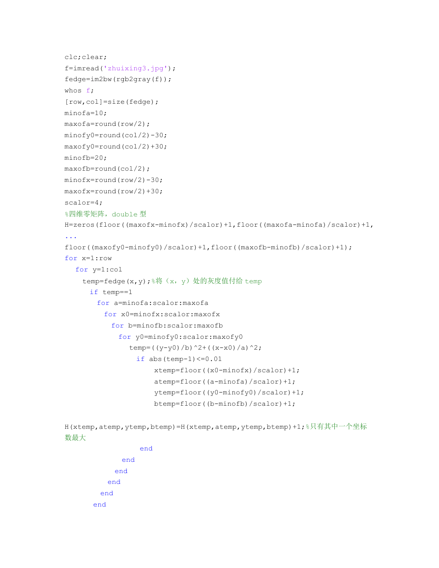 hough变换法检测椭圆matlab.doc