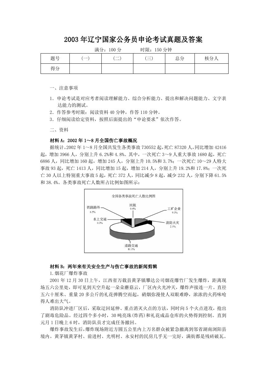 2003年辽宁国家公务员申论考试真题及答案.doc