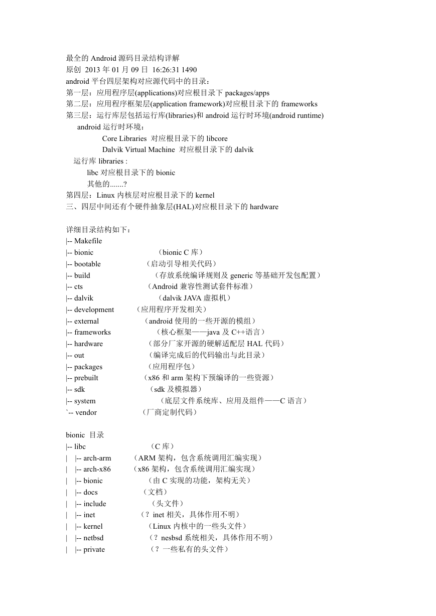 最全的Android源码目录结构详解.doc
